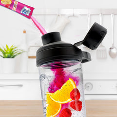 Wellgenix Hydrate48 powder dissolving in water for fast replenishment.