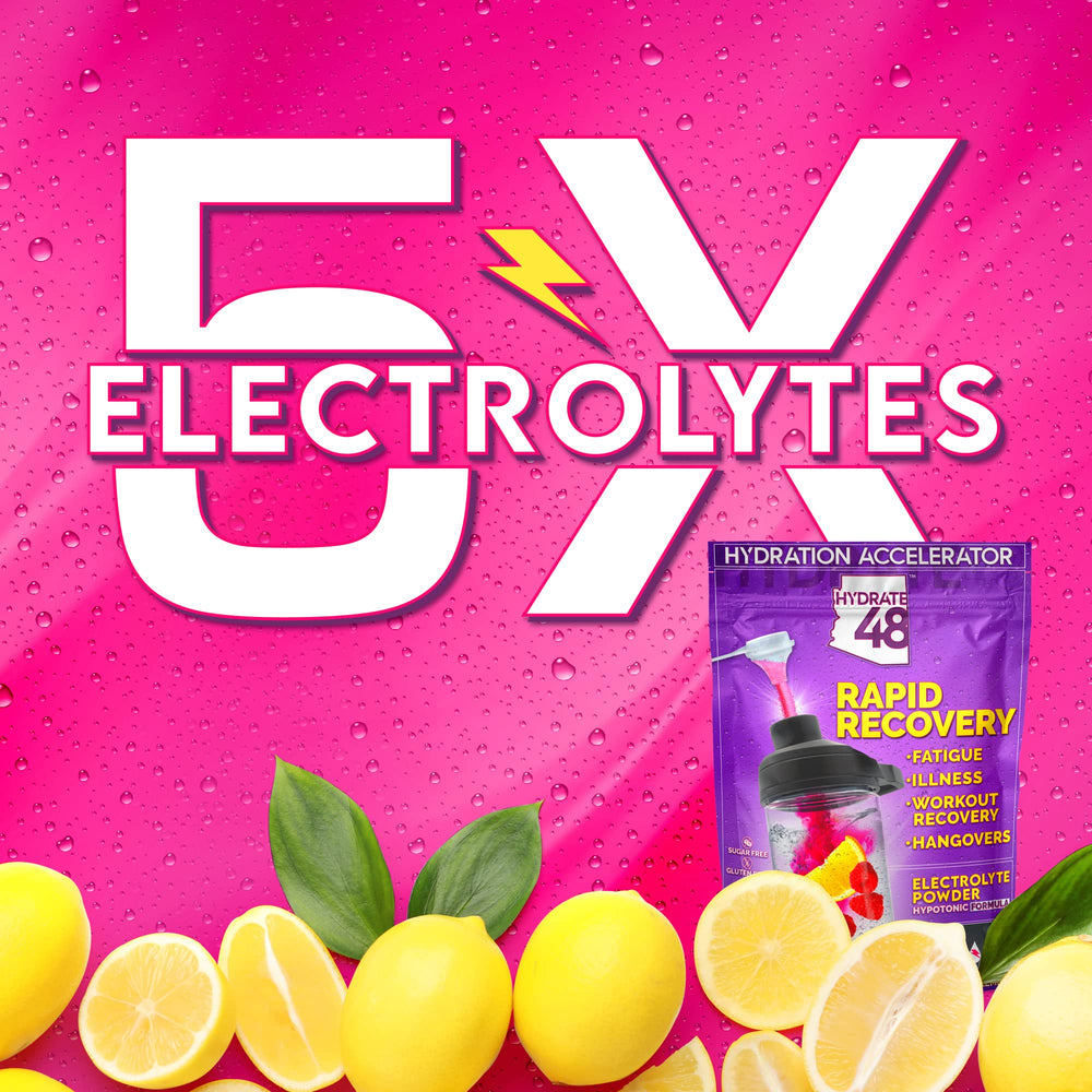 Wellgenix Hydrate48 raspberry lemonade poured into a glass for refreshing hydration.