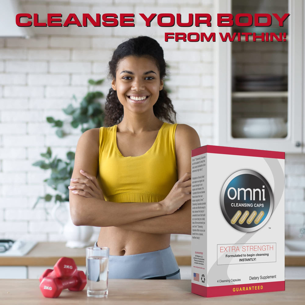 Wellgenix Omni Detox packaging displaying herbal blend for wellness support.