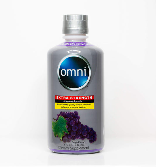 Wellgenix Omni Cleansing Drink bottle-front view highlighting grape detox formula for quick system refresh
