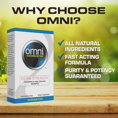 Wellgenix Omni detox softgel with dandelion highlights natural cleansing support.
