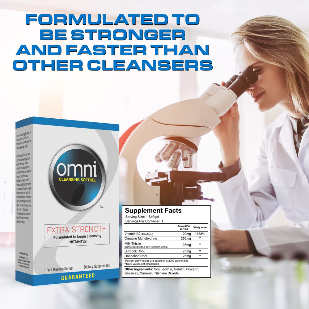 Wellgenix Omni detox softgel bottle featuring milk thistle for liver-friendly support.