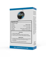 Wellgenix Omni detox softgel on kitchen counter ready for daily routine.