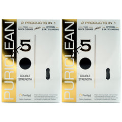 Wellgenix Puriclean X5 bottle and glass ready for a quick 16-ounce detox