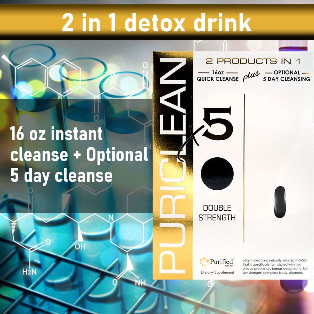 Wellgenix Puriclean X5 usage guide showing twice-daily 5-day regimen