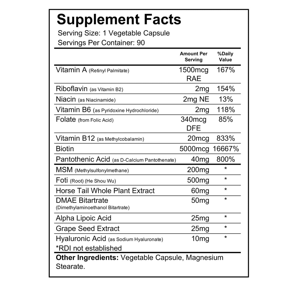 Wellgenix Purvana Max capsules demonstrate a high-potency biotin blend for hair and nail support.