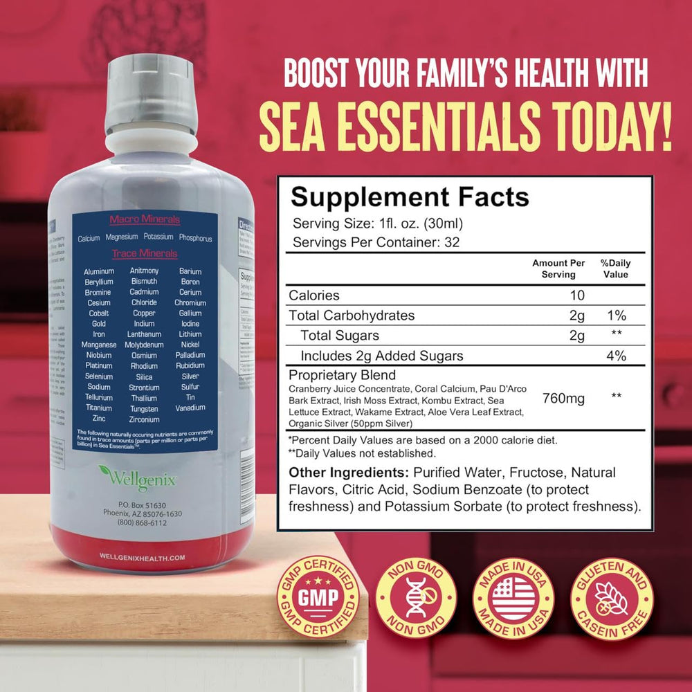 Wellgenix Sea Essentials botanicals close-up with sea vegetables present