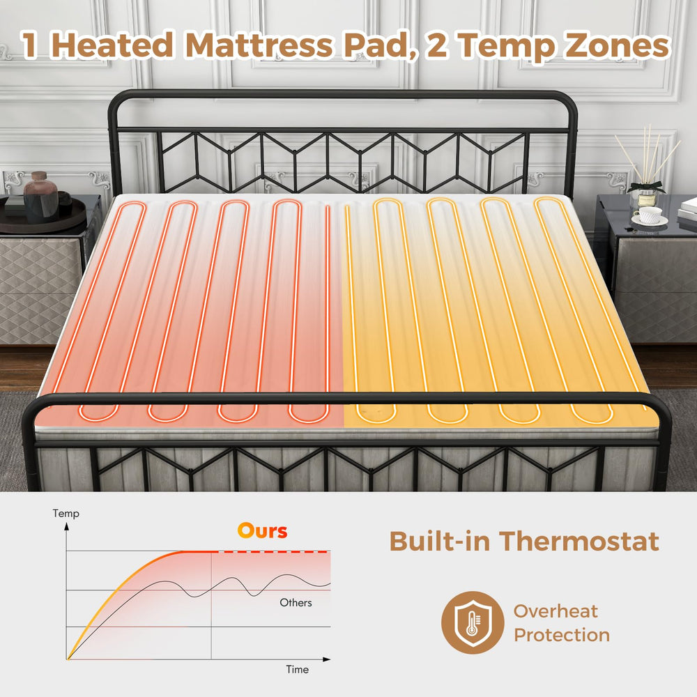 WELLHUT king size heated mattress pad with side controls for separate temperatures