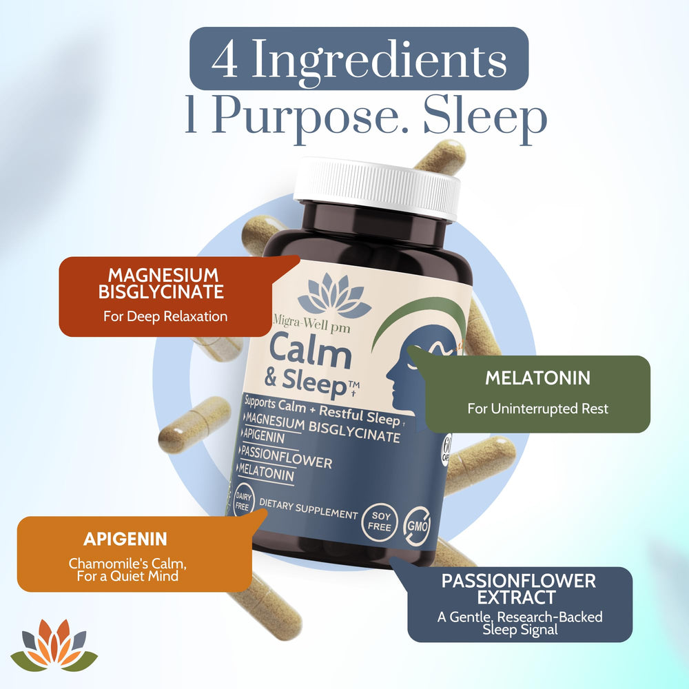 Wellkasa Migra-Well magnesium bisglycinate capsule signals nerve support.