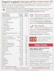Wellman 50+ bottle front, gluten-free formula for vegetarians.