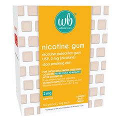 Wellness Basics nicotine gum 2mg box front for quitting support