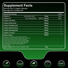 WELLNESS LABSRX ashwagandha burdock root blend capsules highlighting adaptogenic potential.