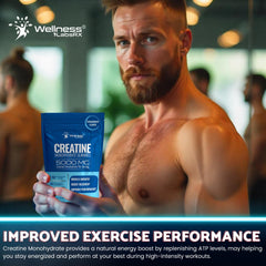 WELLNESS LABSRX Creatine Gummies sealed pouch showcased for travel-friendly supplementation.