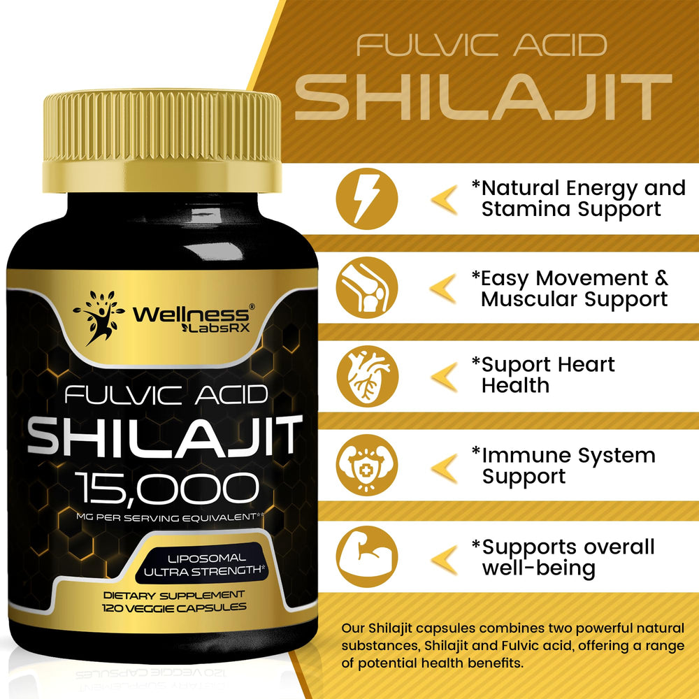 WELLNESS LABSRX Himalayan Shilajit capsules in-pack shot suggesting easy daily intake.