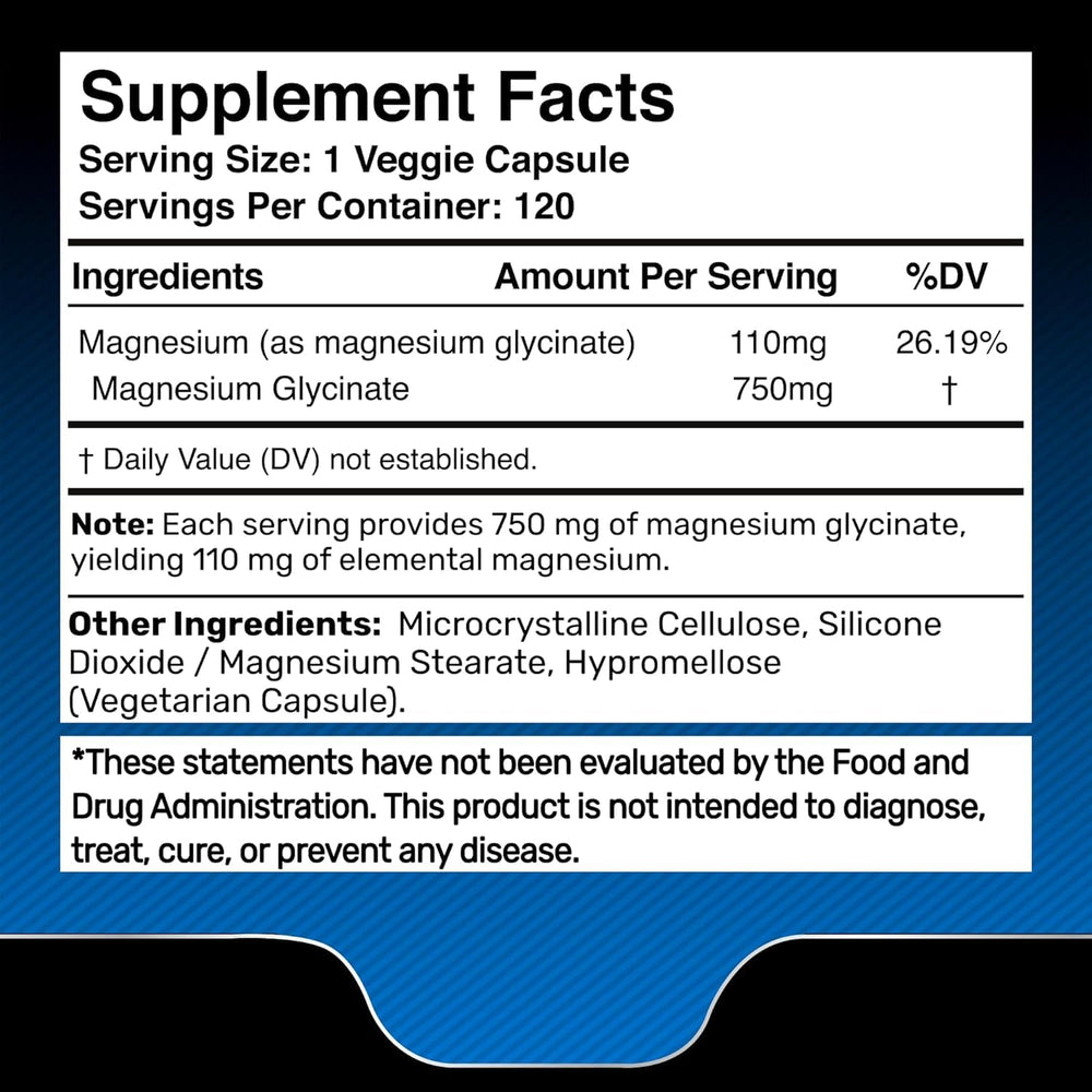 Wellness LabsRx magnesium glycinate label communicates USA-made GMP-certified quality.