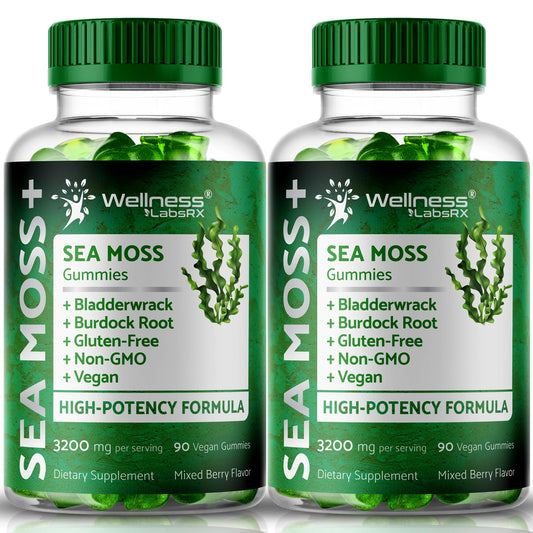 WELLNESS LABSRX Sea Moss Gummies bottle, convenient daily wellness option