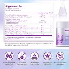 Wellness Nest MenoMate probiotic blend visuals emphasize gut health support