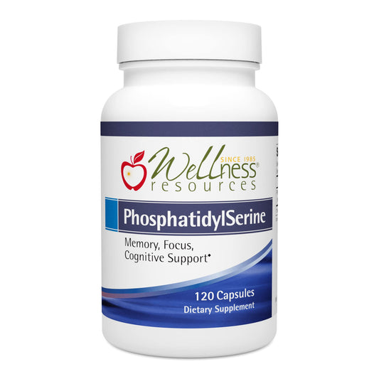 Wellness Resources PhosphatidylSerine sunflower bottle—non-GMO sourcing to support daily focus.