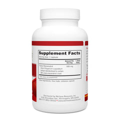 Wellness Resources Resveratrol Ultra 500 bottle on shelf in a kitchen setting