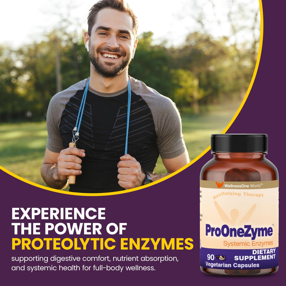 WellnessOne ProOneZyme packaging with serving guidance for routine use.
