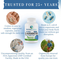 WellnessPartners Gluten-free kosher D-Mannose capsules fit diverse diets.