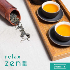 WellPath Zen premium herbal ingredients list on label for mood support.