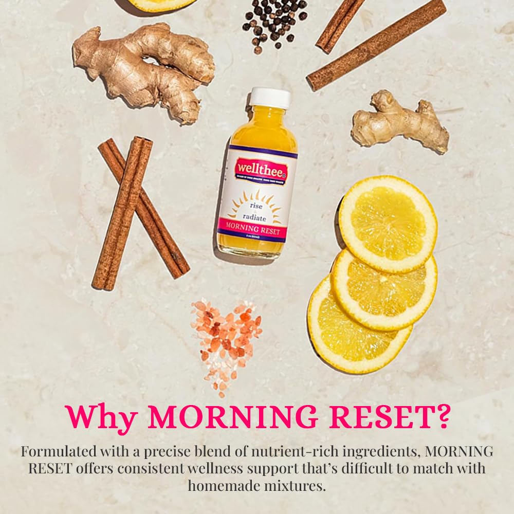 Wellthee Morning Reset label details show no added sugars for clean flavor.