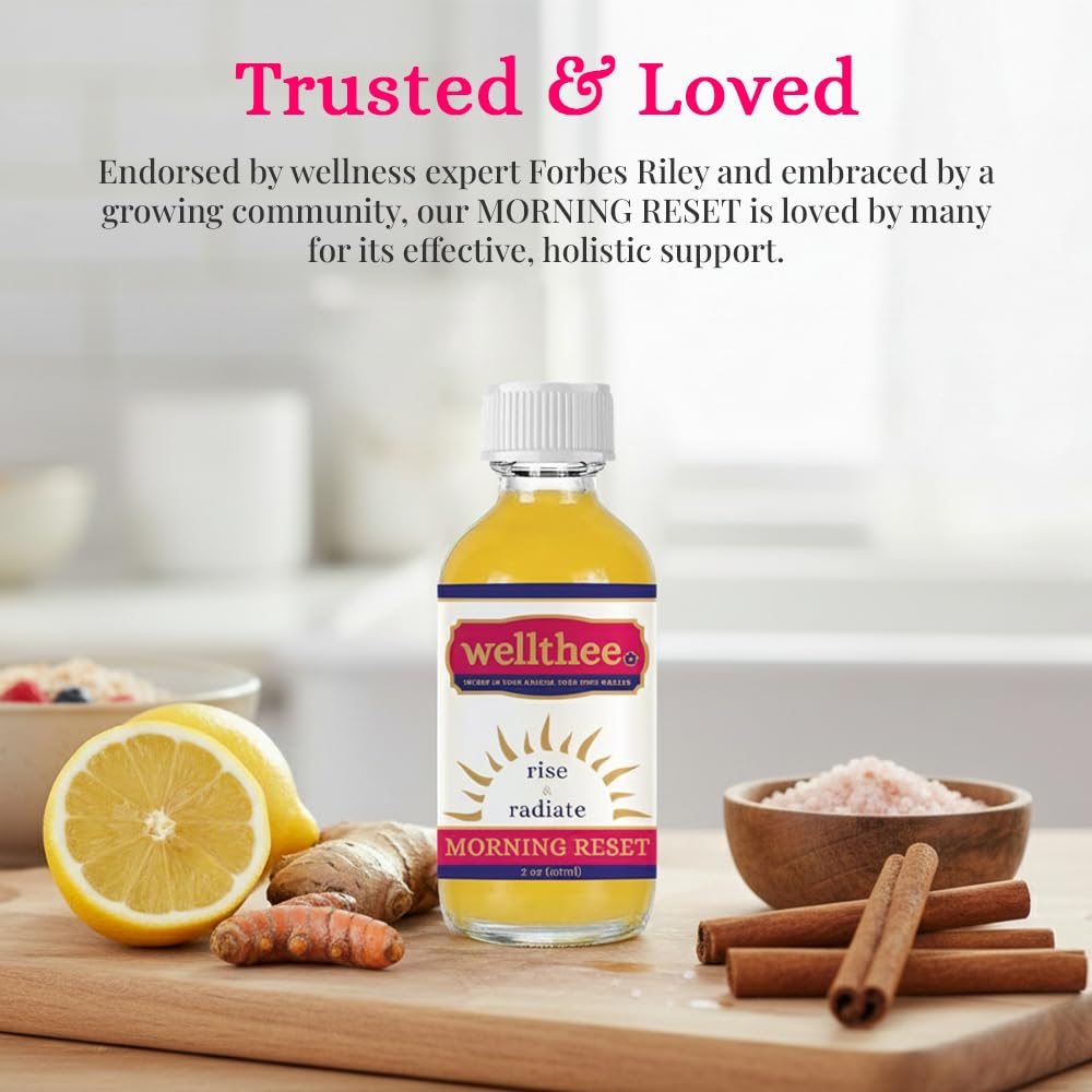 Wellthee Morning Reset pack shot emphasizes a 12-pack for steady use.