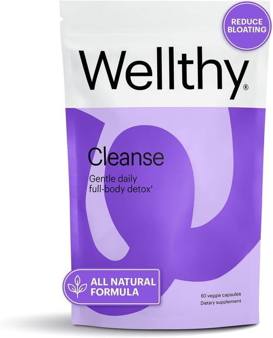 Wellthy Full Body Detox bottle front view for daily digestive support.