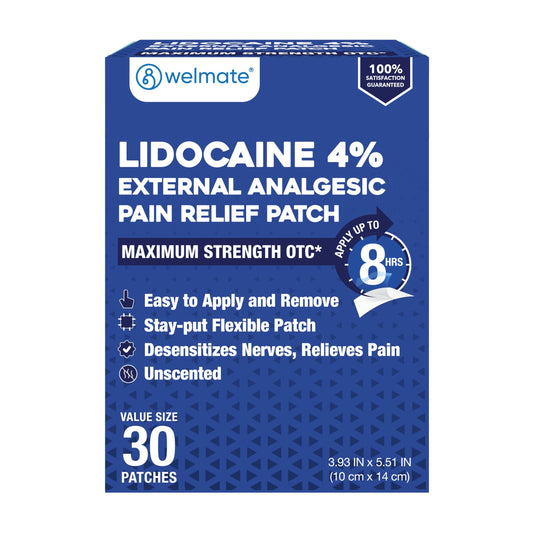 WELMATE 4% lidocaine patch box ready for quick pain relief
