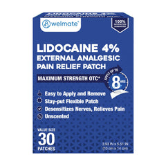 WELMATE 4% lidocaine patch box ready for quick pain relief