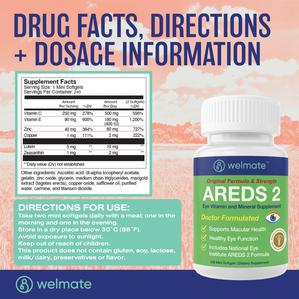 Gluten-free seal emphasized on WELMATE AREDS 2 packaging