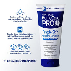 Welmedix Fragile Skin Ointment ingredients label featuring calendula and coconut oil