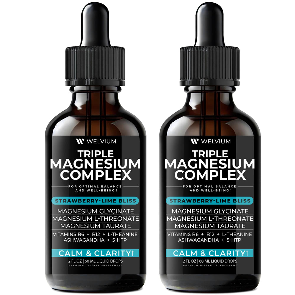 WELVIUM Triple Magnesium Liquid Drops bottle pours for quick daily use