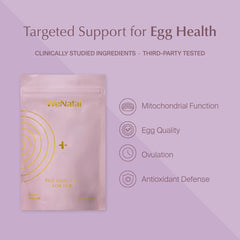 WeNatal Egg Quality+ label detail highlighting vegan and third‑party testing