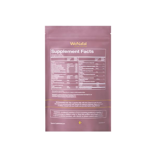 WeNatal for Her 30-day supply packaging shows clean, vegan prenatal convenience.