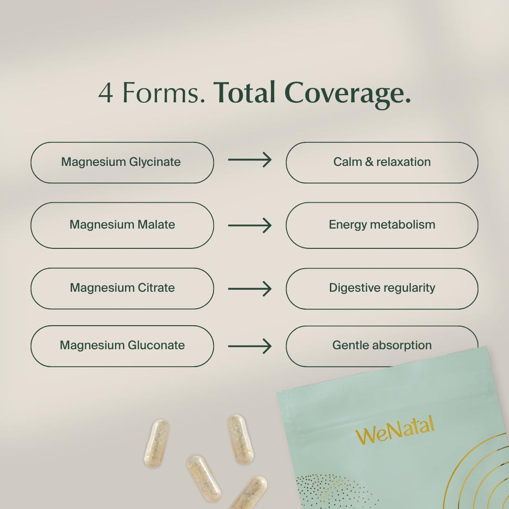 WeNatal Rest + Digest bottle pouring capsules for easy evening routine.