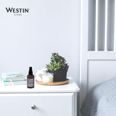 Westin Sleep Well Pillow Mist on linens freshens fabrics and promotes a tranquil atmosphere.