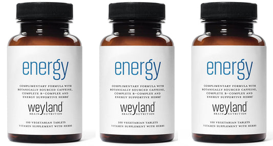 Weyland Energy bottle front view for daily focus support.