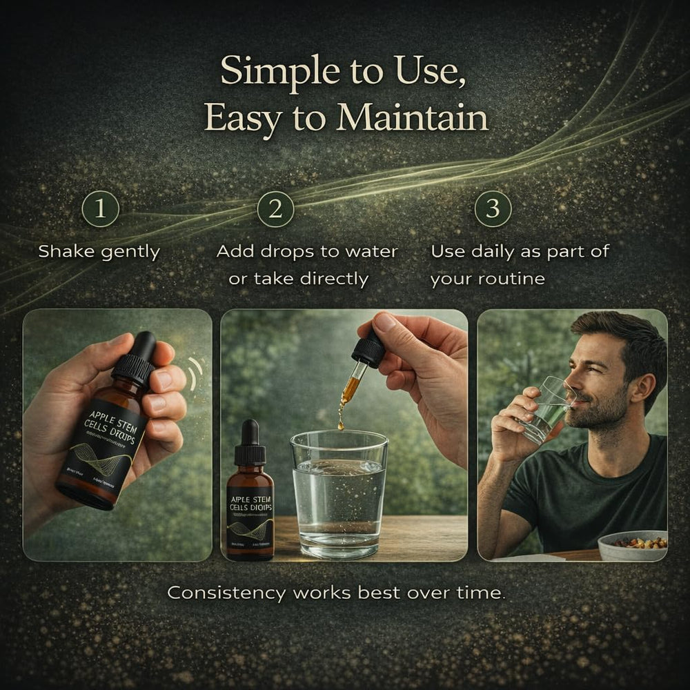 WGYPEU Cellics Apple Stem Cells Drops being added to water for versatile use.