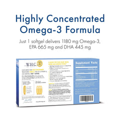 WHC UnoCardio 1000 softgels close-up showing uniform capsules.