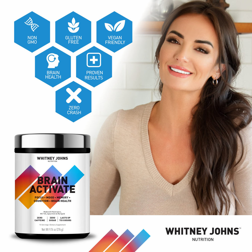 Whitney Johns Brain Activate dissolves easily in water for a smooth sip.
