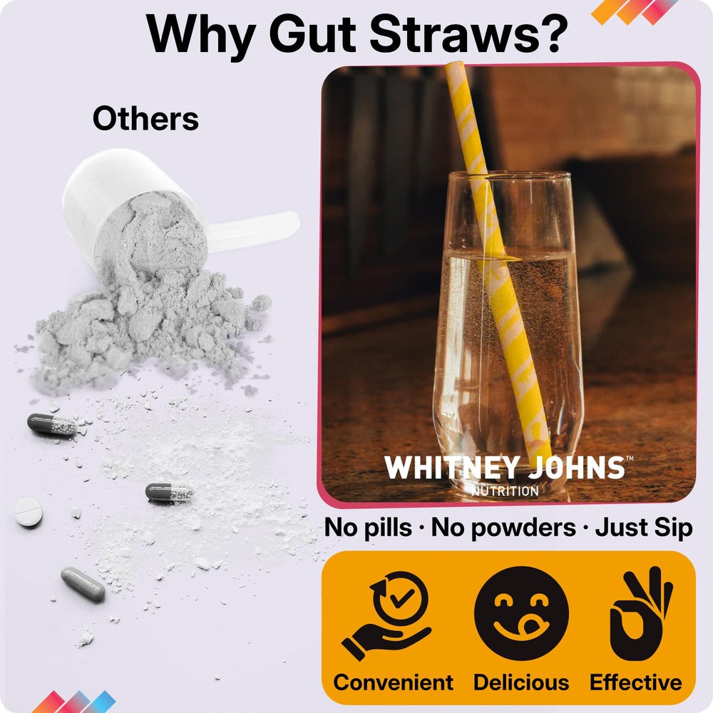 Whitney Johns Gut Straws prebiotic fiber closeup highlights gut-friendly formula