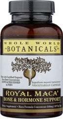 Whole World Botanicals Royal Maca Capsule closeup highlights vegan capsules for daily bone support.