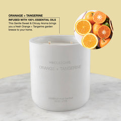 WHOLESOME Orange Tangerine candle in concrete jar front view with modern design