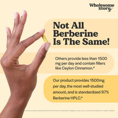 Wholesome Story Berberine 1500mg packaging communicates high-potency option