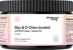 Wholesome Story Inositol powder bottle on shelf highlighting hormonal balance.
