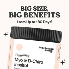 Wholesome Story Myo-Inositol & D-Chiro Inositol Powder for Women – Hormonal Balance, 40:1 Ratio, 180 Servings
