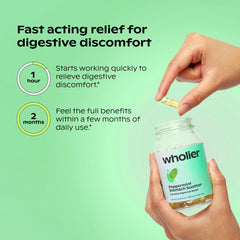 Wholier inner enteric-coated peppermint oil delivers targeted digestive support.