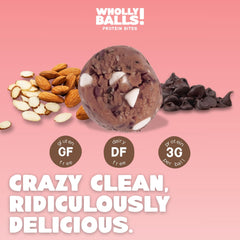 Wholly Balls Mocha Hazelnut flavor bite, ideal morning energy boost